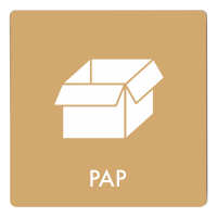 Skilt affaldspiktogram PAP 12x12 cm, aluminium, brun/hvid