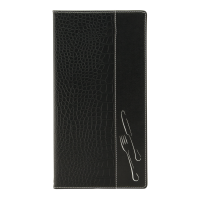 Securit® A45 CROCODILE menuomslag, illustr. bestik, 2 lommer, sort