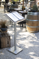 Securit&reg; MENU STAND Display til A3/dobbelt A4, med stolpe og base, teak