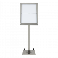 Securit® STAINLESS STEEL LED Informationsdisplay 120 til 4xA4, stål - komplet kit