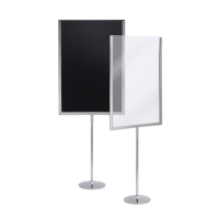 Securit® A4 Menukortholder med kridttavle og akryl indsats, krom/klar/sort