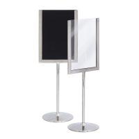 Securit® A6 Menukortholder med kridttavle og akryl indsats, krom/klar/sort