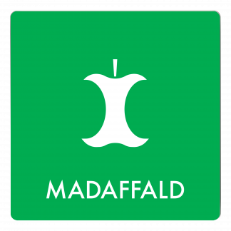 Skilt affaldspiktogram MADAFFALD 12x12 cm, aluminium, grøn/hvid