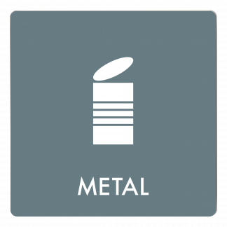 Skilt affaldspiktogram METAL 12x12 cm, aluminium, grå/hvid