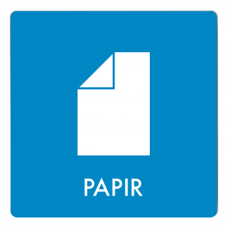 Skilt affaldspiktogram PAPIR 12x12 cm, aluminium, blå/hvid