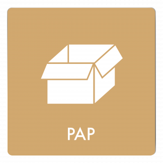 Skilt affaldspiktogram PAP 12x12 cm, aluminium, brun/hvid