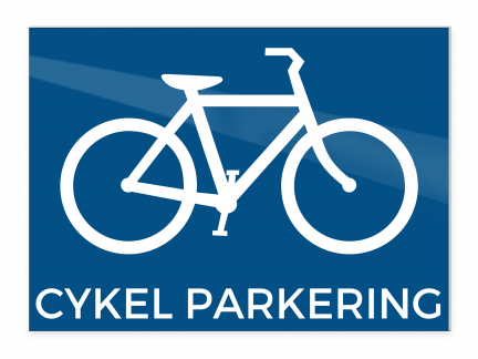 Skilt "Cykel parkering" 18x13 cm, aluminium, blå