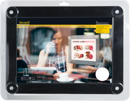 Securit® dobbeltsidet A3 vinduesdisplay ramme i sort