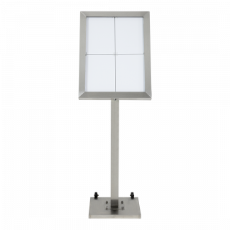 Securit® STAINLESS STEEL LED Informationsdisplay 120 til 4xA4, stål - komplet kit