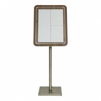 Securit® GLASS STAR Informationsdisplay 125 til 4xA4, valnød - komplet kit