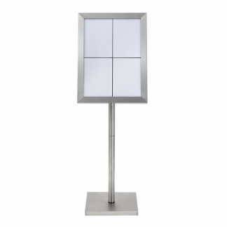 Securit® CLASSIC LED Informationsdisplay 125 til 4xA4, stål - komplet kit