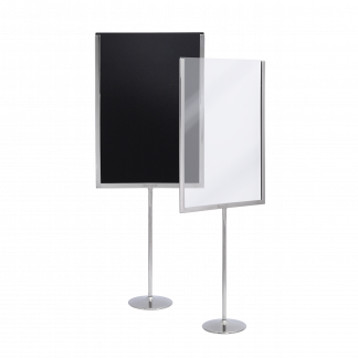 Securit® A4 Menukortholder med kridttavle og akryl indsats, krom/klar/sort