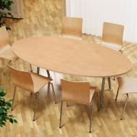 Konferencebord Consensus, B&oslash;g 2000x1200 mm oval, Alugr&aring; understel