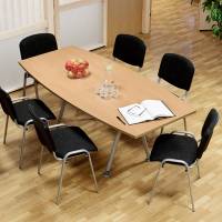 Konferencebord Consensus, B&oslash;g 2000x900 mm b&aring;dformet, Alugr&aring; understel