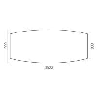 Konferencebord Consensus, B&oslash;g 2800x1000 mm b&aring;dformet, Alugr&aring; understel