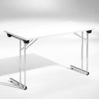 Konferencebord Kongress, Hvid 1200x500 mm, Krom understel