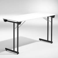 Konferencebord Kongress, Hvid 1200x500 mm, Sort understel