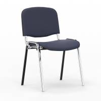 Iso stol, M&oslash;rk bl&aring; med krom stoleben