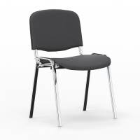 Iso stol, M&oslash;rk gr&aring; med krom stoleben