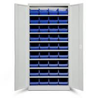 Opbevaringsskab ASPB Mod1 1980x980x470 Lysegr&aring; d&oslash;r Bl&aring; kasse