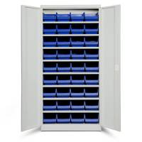 Opbevaringsskab ASPB Mod1 1980x980x670 Lysegr&aring; d&oslash;r Bl&aring; kasse