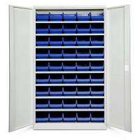 Opbevaringsskab ASPB Mod1 1980x1200x470 Lysegr&aring; d&oslash;r Bl&aring; kasse