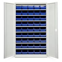 Opbevaringsskab ASPB Mod1 1980x1200x570 Lysegr&aring; d&oslash;r Bl&aring; kasse