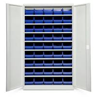 Opbevaringsskab ASPB Mod1 1980x1200x670 Lysegr&aring; d&oslash;r Bl&aring; kasse