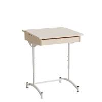 Elevbord, stilbar 128, lydd&aelig;mpende birk laminat, hvidt stel