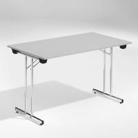 Bord Dinner, Lys gr&aring; 1200x800 mm, Krom understel
