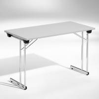 Konferencebord Kongress, Lysgr&aring; 1200x600 mm, Krom understel