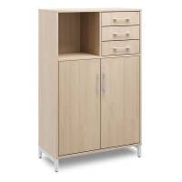 Kontorskab DNA, 800x1275 mm, Eg/Alugr&aring;, skuffemodul 3A4/2A4