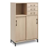 Kontorskab DNA, 800x1275 mm, Eg/Sort, skyded&oslash;r og skuffemodul 3A4/2A4