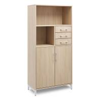 Kontorskab DNA, 800x1660 mm, Eg/Alugr&aring;, skuffemodul 4A4/2A4