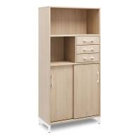 Kontorskab DNA, 800x1660 mm, Eg/Hvid, skyded&oslash;r og skuffemodul 4A4/2A4