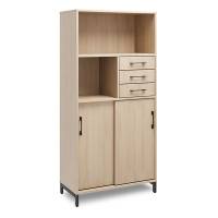 Kontorskab DNA, 800x1660 mm, Eg/Sort, skyded&oslash;r og skuffemodul 4A4/2A4