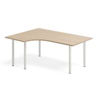 Skrivebord DNA, Eg 1600x1200mm Venstre I-ben/Alugr&aring;