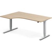 H&aelig;ve-s&aelig;nkebord DNA, Eg 1800x1200mm Venstre 2-ben/Alugr&aring;