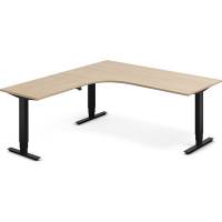 H&aelig;ve-s&aelig;nkebord DNA, Eg 1800x2000mm Venstre 3-ben/Sort