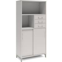 Kontorskab DNA, 800x1660 mm, Lys gr&aring;/Alugr&aring;, skyded&oslash;r og skuffemodul 4A4/2A4