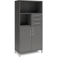 Kontorskab DNA, 800x1660 mm, Antracit/Alugr&aring;, skuffemodul 4A4/2A4