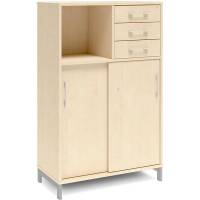 Kontorskab DNA, 800x1275 mm, Birk/Alugr&aring;, skyded&oslash;r og skuffemodul 3A4/2A4