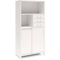 Kontorskab DNA, 800x1660 mm, Hvid/Hvid, skyded&oslash;r og skuffemodul 4A4/2A4