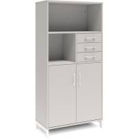 Kontorskab DNA, 800x1660 mm, Lys gr&aring;/Hvid, skuffemodul 4A4/2A4