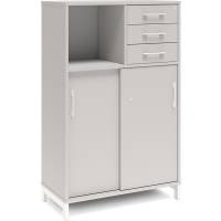 Kontorskab DNA, 800x1275 mm, Lys gr&aring;/Hvid, skyded&oslash;r og skuffemodul 3A4/2A4