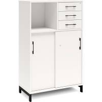 Kontorskab DNA, 800x1275 mm, Hvid/Sort, skyded&oslash;r og skuffemodul 3A4/2A4