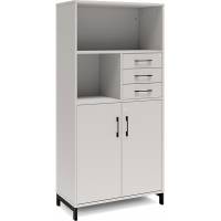 Kontorskab DNA, 800x1660 mm, Lys gr&aring;/Sort, skuffemodul 4A4/2A4