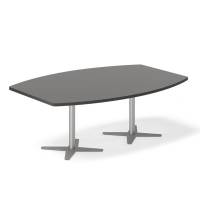 Konferencebord DNA, Antracit 2000x1200 mm b&aring;dformet, Alugr&aring; understel