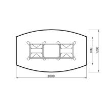 Konferencebord DNA, Antracit 2000x1200 mm b&aring;dformet, Alugr&aring; understel