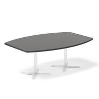 Konferencebord DNA, Antracit 2000x1200 mm b&aring;dformet, Hvid understel
